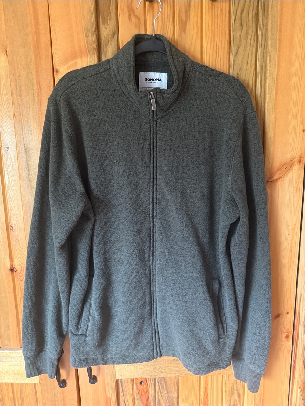 Sonoma Olive Green Full-Zip Men's Sweater Jacket